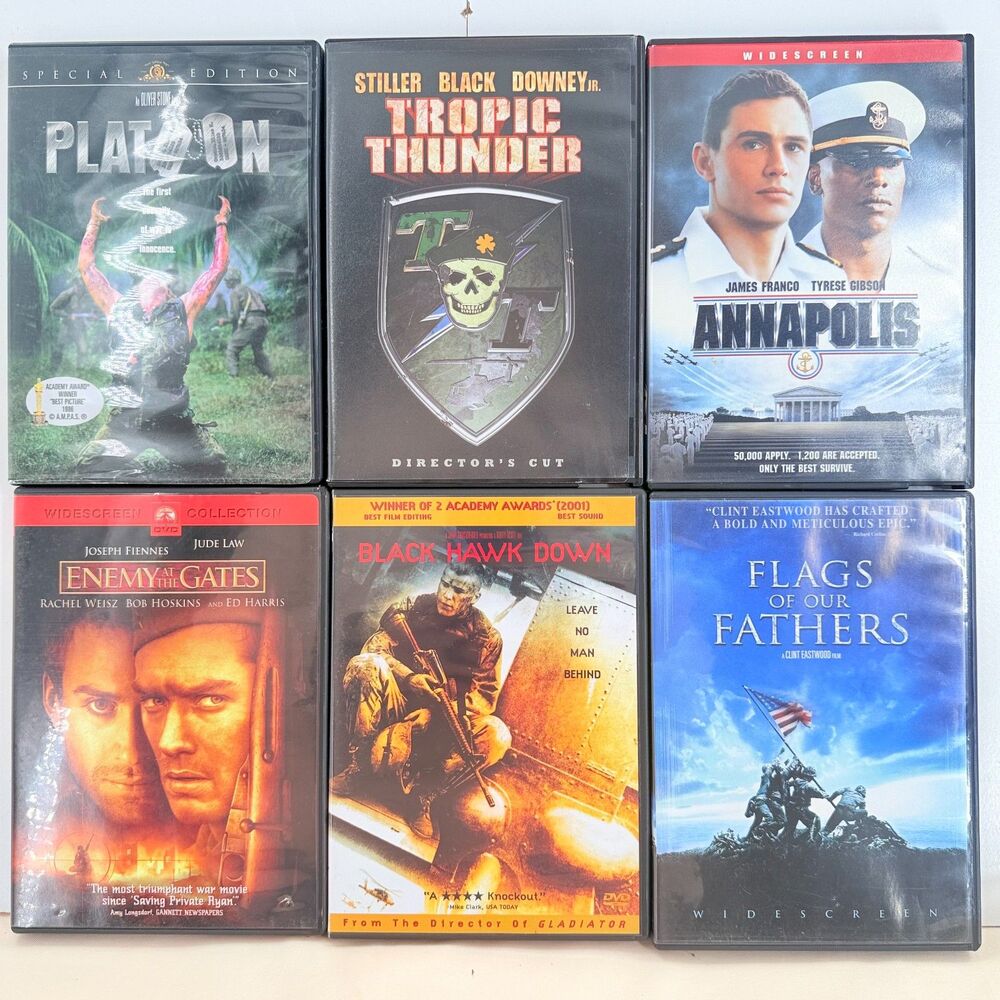 Platoon Black Hawk Down DVD Lot 6 War Military Award Winners